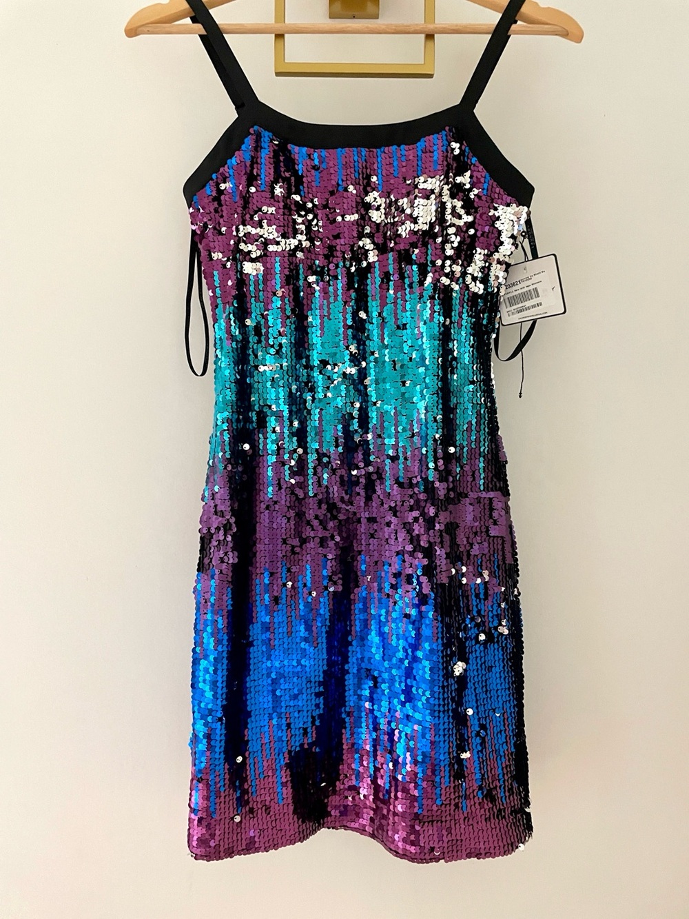 NWT Shelli Segal LAUNDRY ombré sequined embellished purple turquoise mini $228